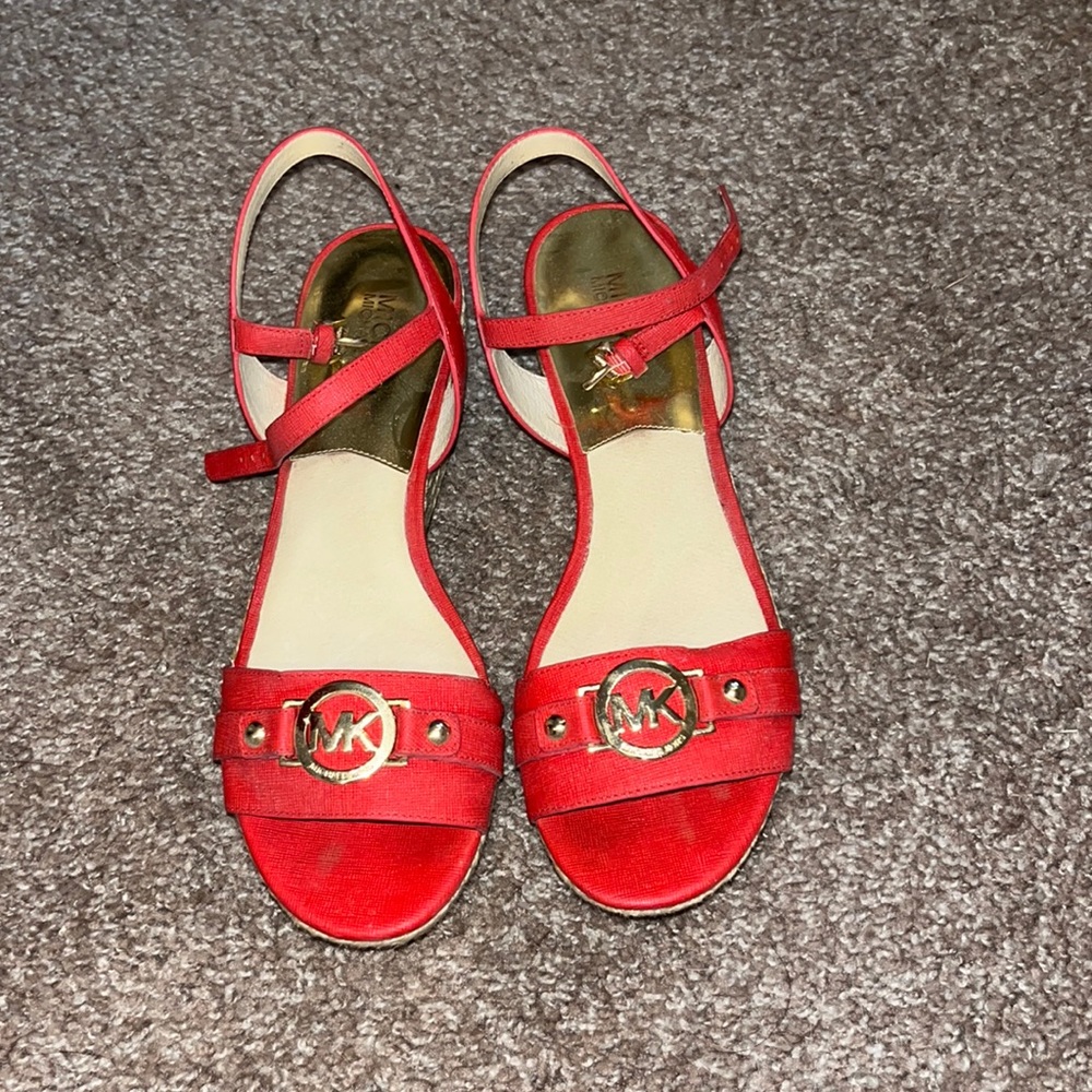 Great condition red Michael Kors platform wedges